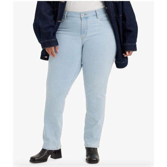 Levis Womens Classic Straight Mid Rise Jeans size 20W plus Denim lt wash new - Picture 1 of 16